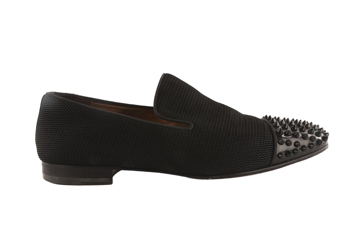 CHRISTIAN LOUBOUTIN BLACK MEN'S FABRIC LOAFERS EU 43.5 UK 9.5 US 10.5