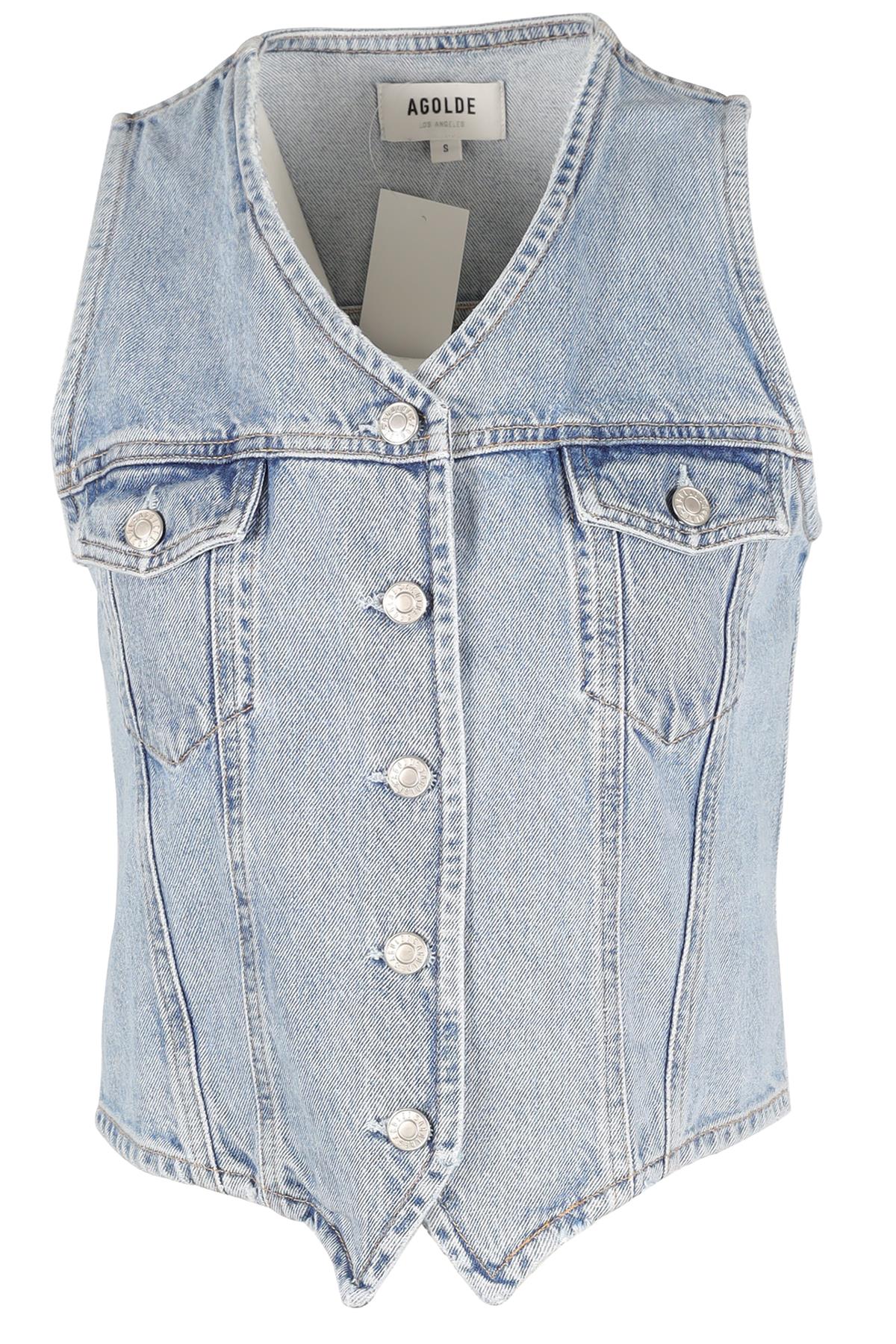 AGOLDE BLUE DENIM WAISTCOAT SMALL