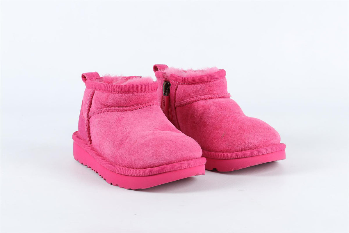 UGGS PINK GIRLS SUEDE ANKLE BOOTS EU 26.5 UK 8 US 9