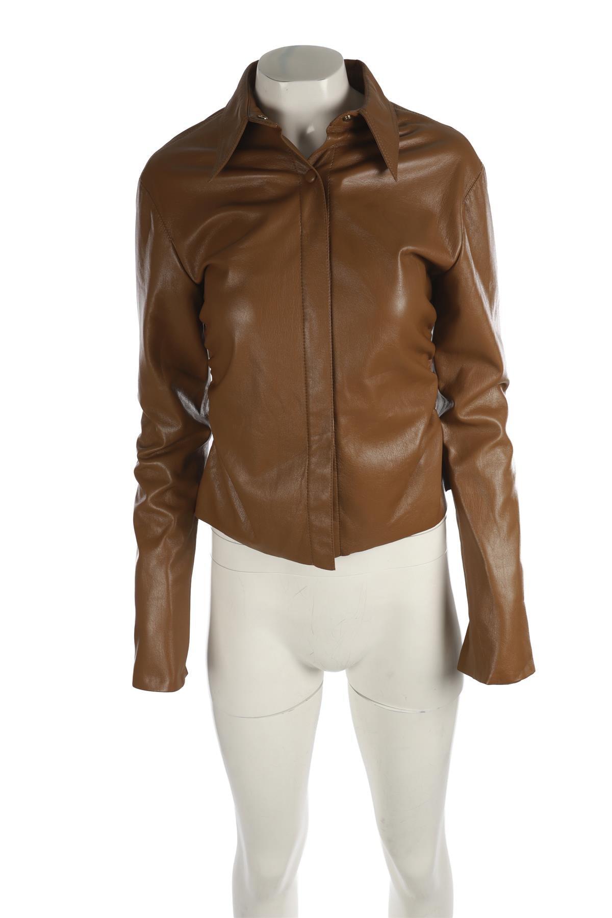 NANUSHKA TAN FAUX LEATHER SHIRT MEDIUM