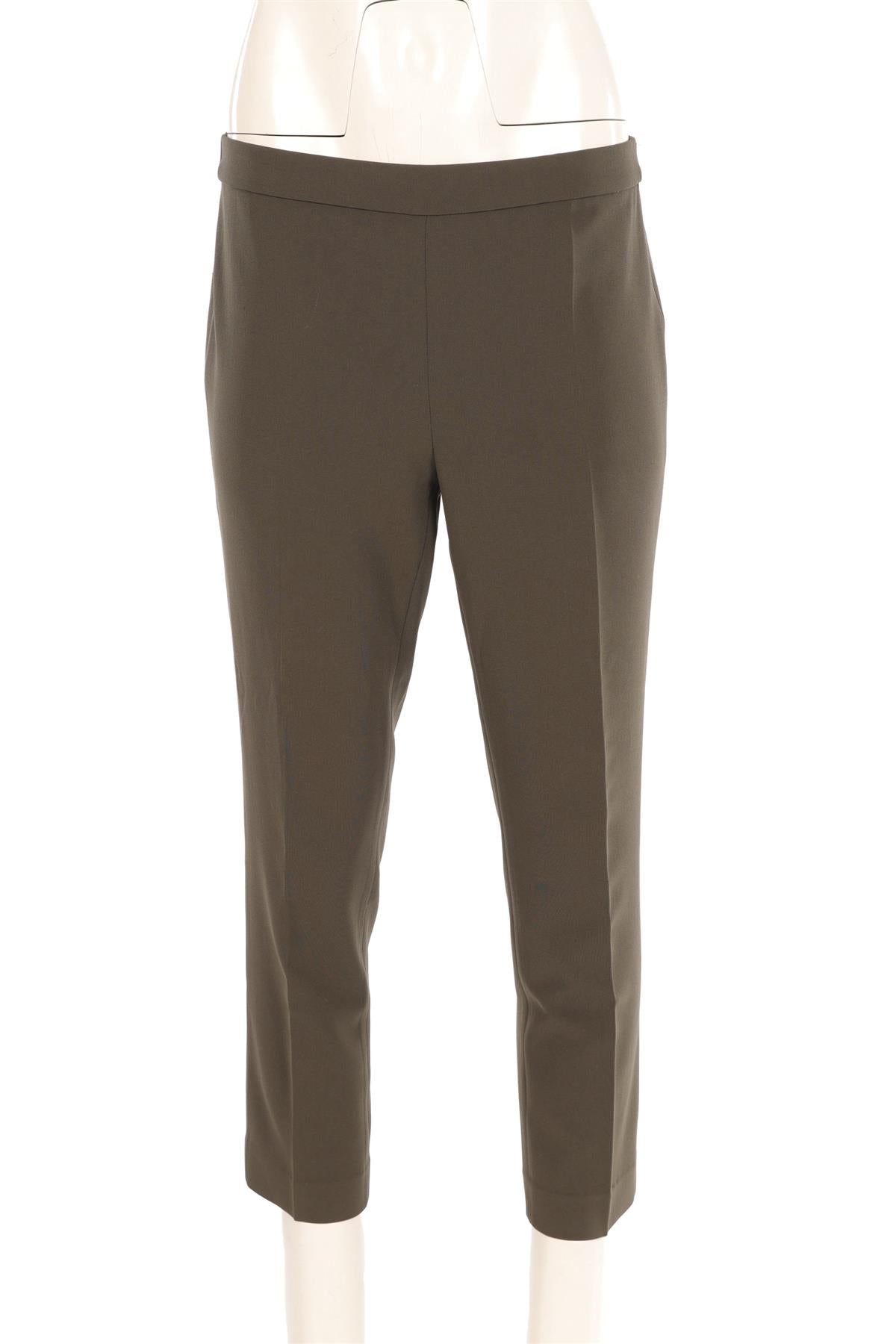 THEORY GREEN CREPE STRAIGHT LEG PANTS US 4 UK 8
