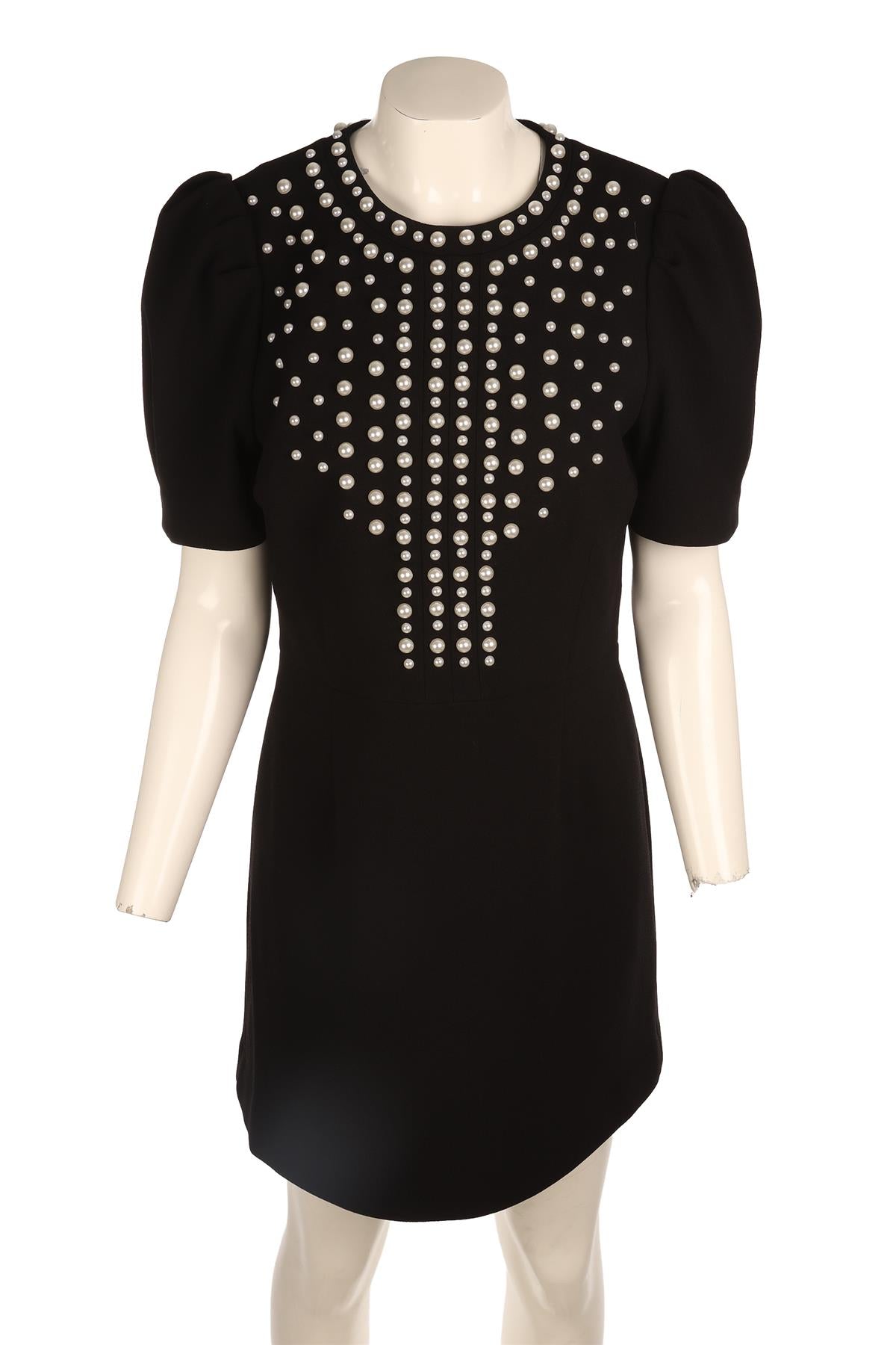 REBECCA VALLANCE BLACK WOOL MINI DRESS UK 14