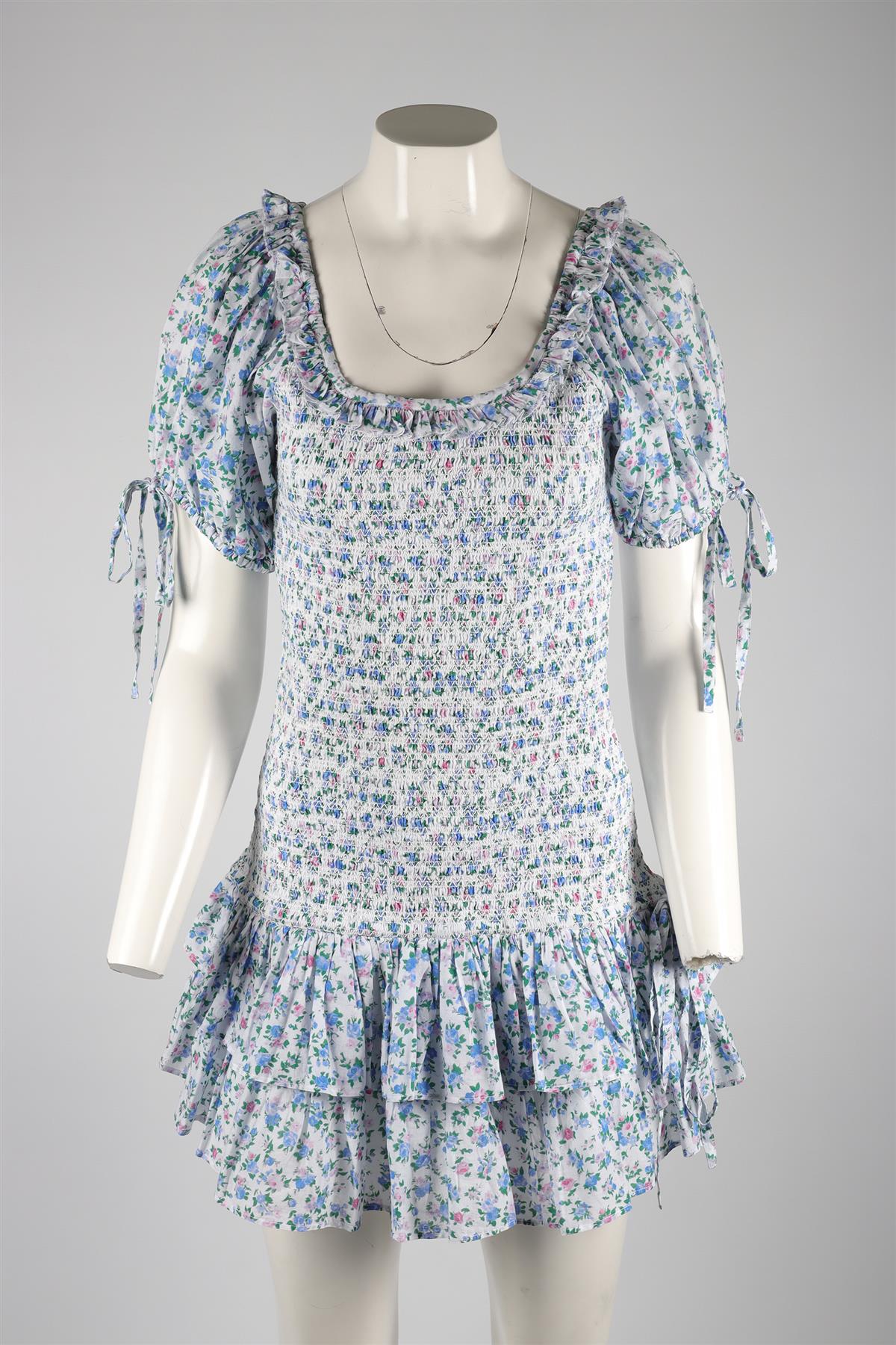 LOVESHACKFANCY BLUE COTTON MINI DRESS MEDIUM