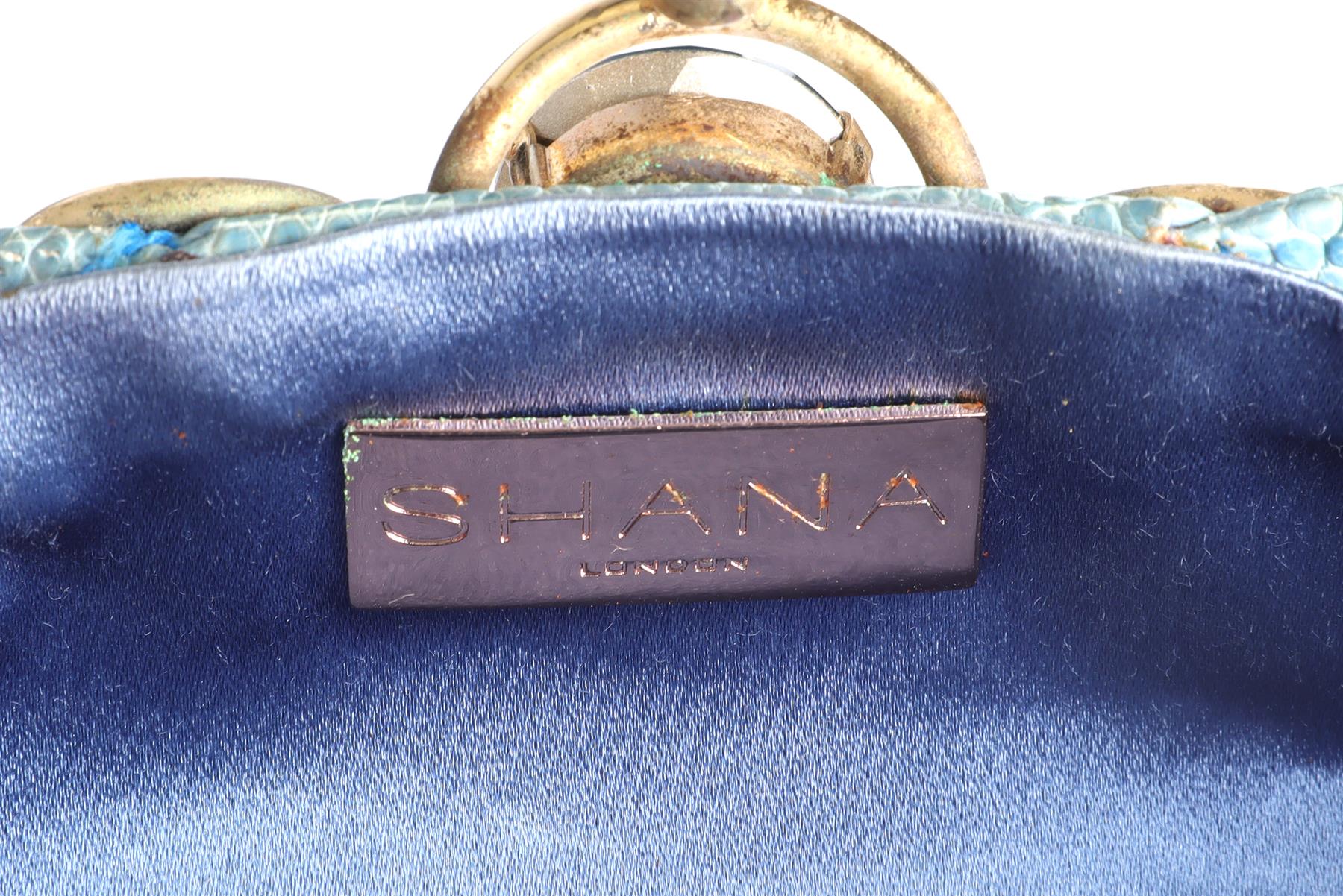 SHANA LONDON BLUE CRYSTAL AND PYTHON CLUTCH