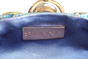 SHANA LONDON BLUE CRYSTAL AND PYTHON CLUTCH