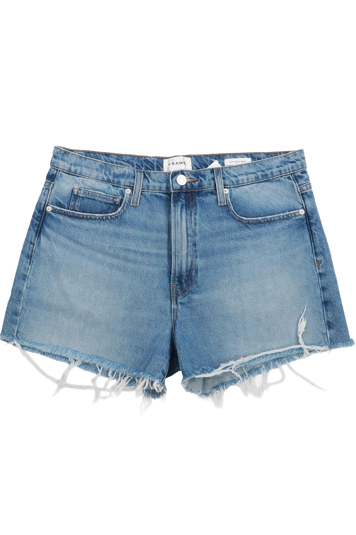 FRAME BLUE HIGH RISE DENIM SHORTS W30 UK 12