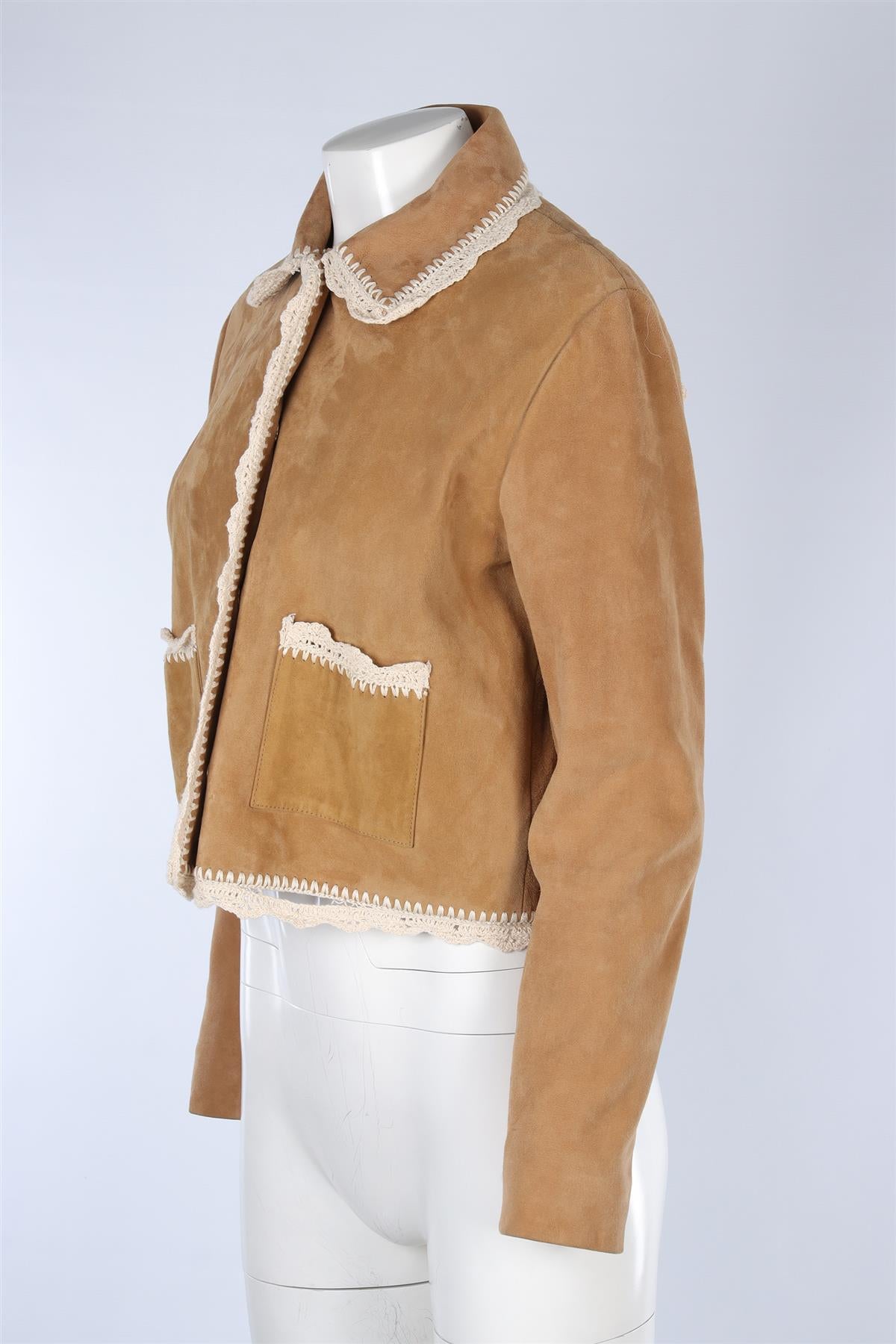 MAJE TAN SUEDE JACKET FR 40 UK 12