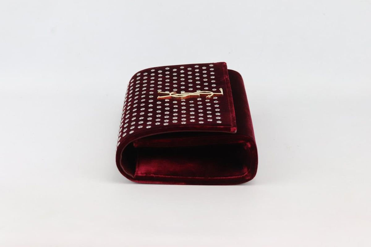 SAINT LAURENT MONOGRAMME EMBELLISHED VELVET CLUTCH
