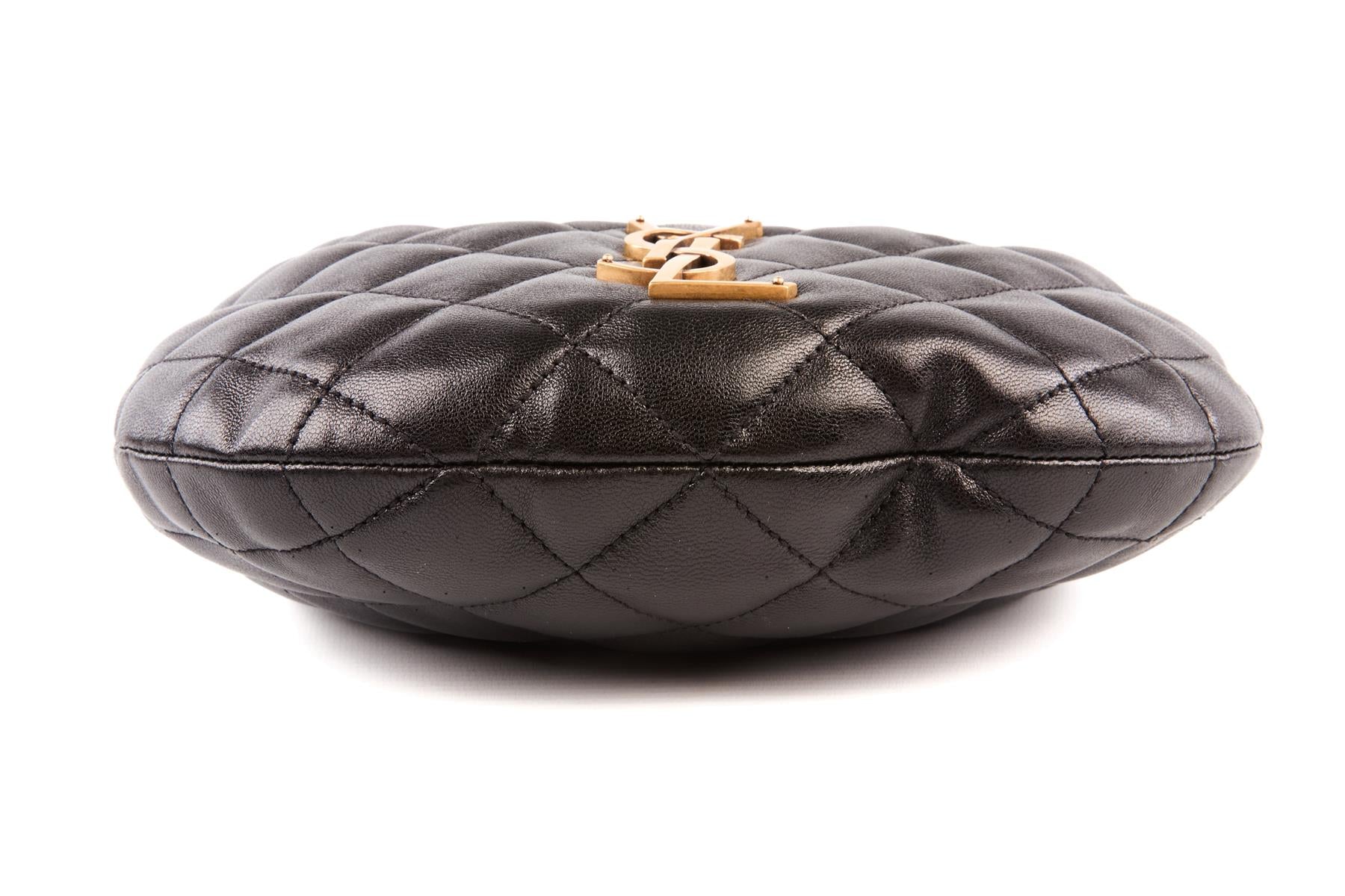 SAINT LAURENT BLACK ICARINO QUILTED LEATHER TOTE BAG