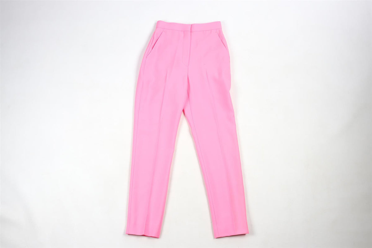 ALEXANDER MCQUEEN PINK WOOL STRAIGHT LEG PANTS IT 38 UK 6