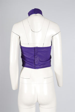 STOULS PURPLE CROPPED LEATHER TOP MEDIUM