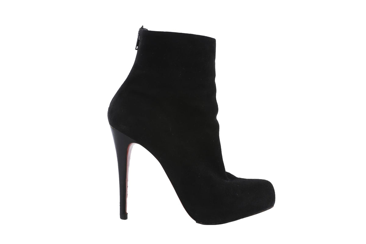 BLACK SUEDE PLATFORM ANKLE BOOTS