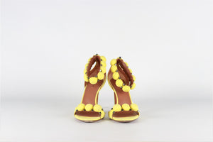 ALAÏA YELLOW BOMBE SUEDE SANDALS EU 38 UK 5 US 8