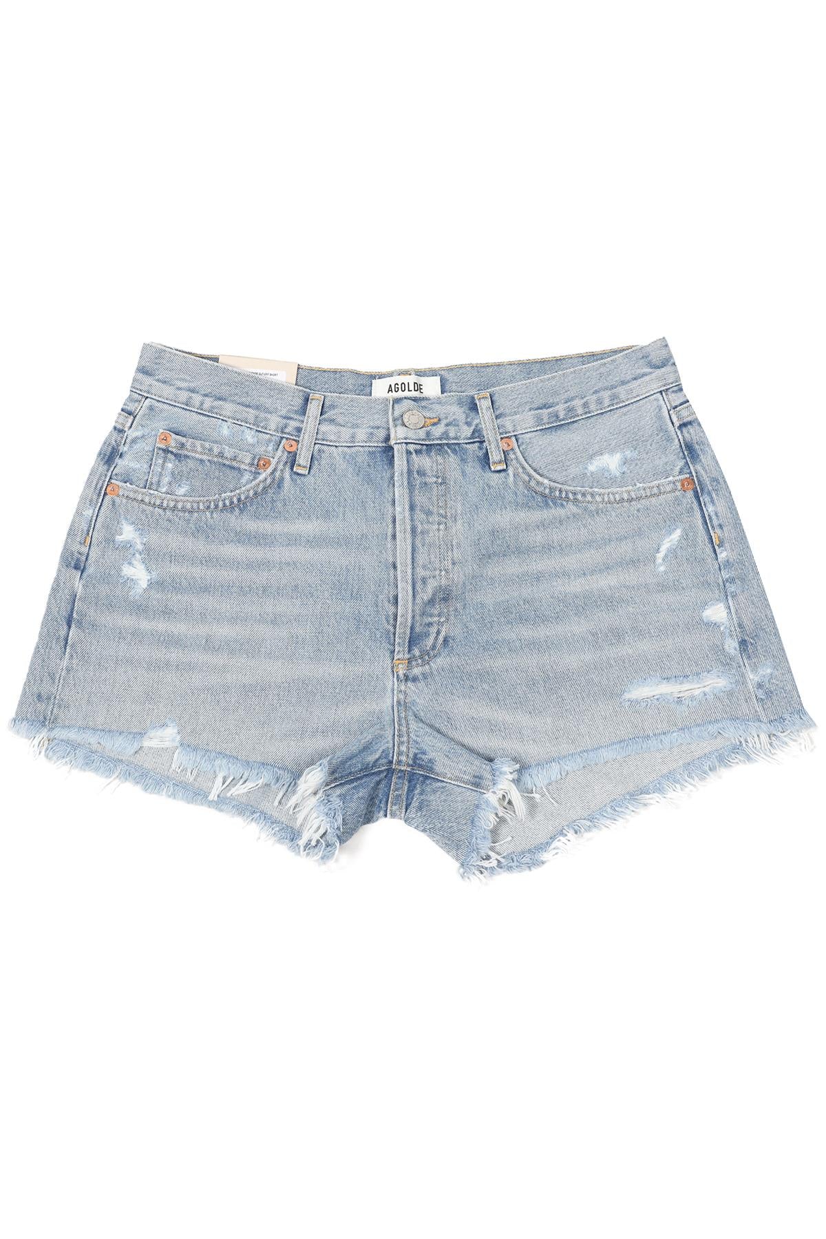 AGOLDE BLUE HIGH RISE DENIM SHORTS W28 UK 10