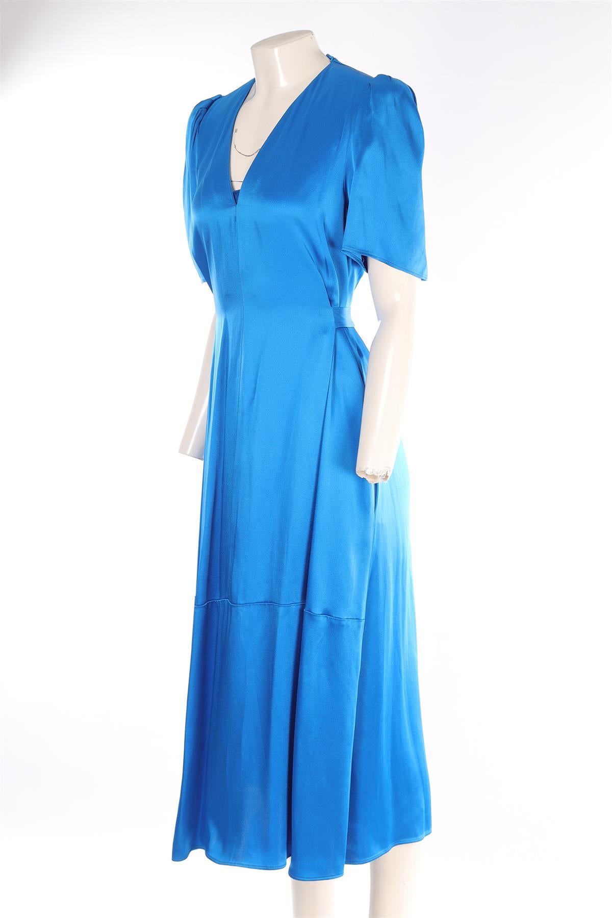 STELLA MCCARTNEY BLUE SATIN MAXI DRESS IT 42 UK 10