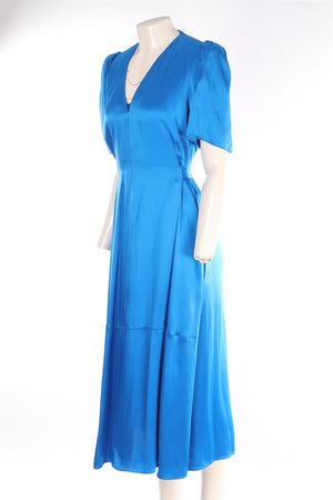 STELLA MCCARTNEY BLUE SATIN MAXI DRESS IT 42 UK 10