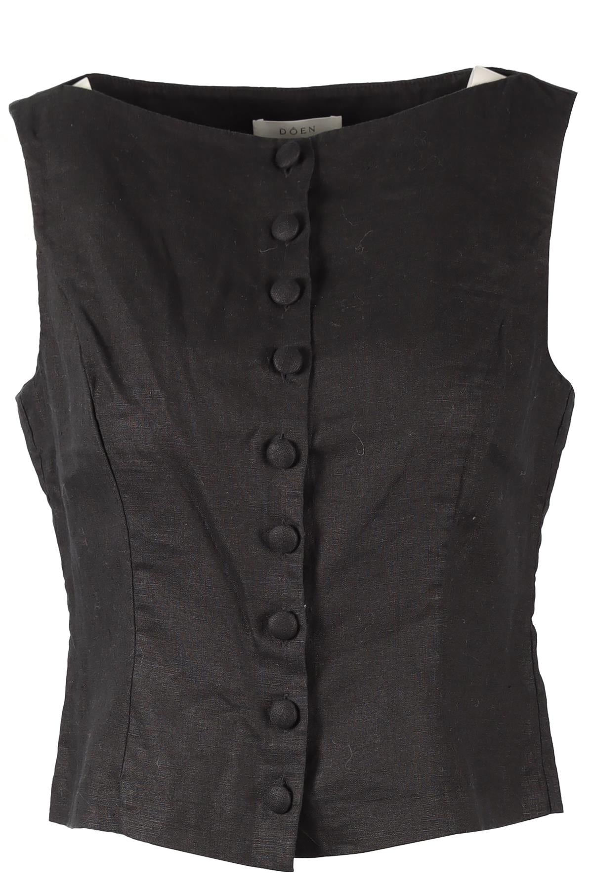 DÔEN BLACK LINEN TOP US 2 UK 6