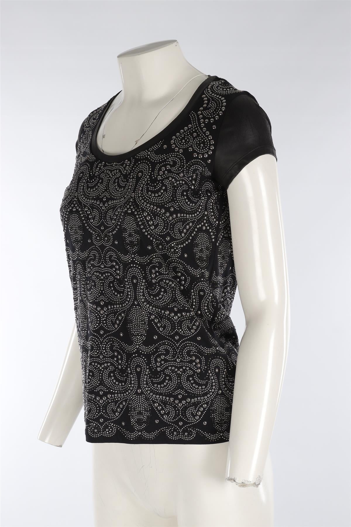 PHILIPP PLEIN BLACK COTTON T-SHIRT SMALL