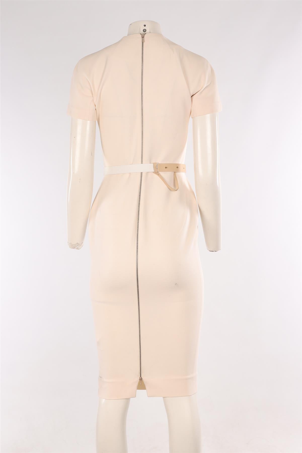 VICTORIA BECKHAM CREAM WOOL MIDI DRESS UK 10