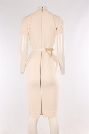 VICTORIA BECKHAM CREAM WOOL MIDI DRESS UK 10