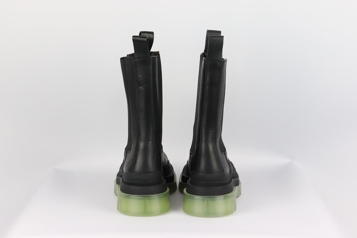 BOTTEGA VENETA TIRE RUBBER TRIMMED LEATHER CHELSEA BOOTS EU 38 UK 5 US 8