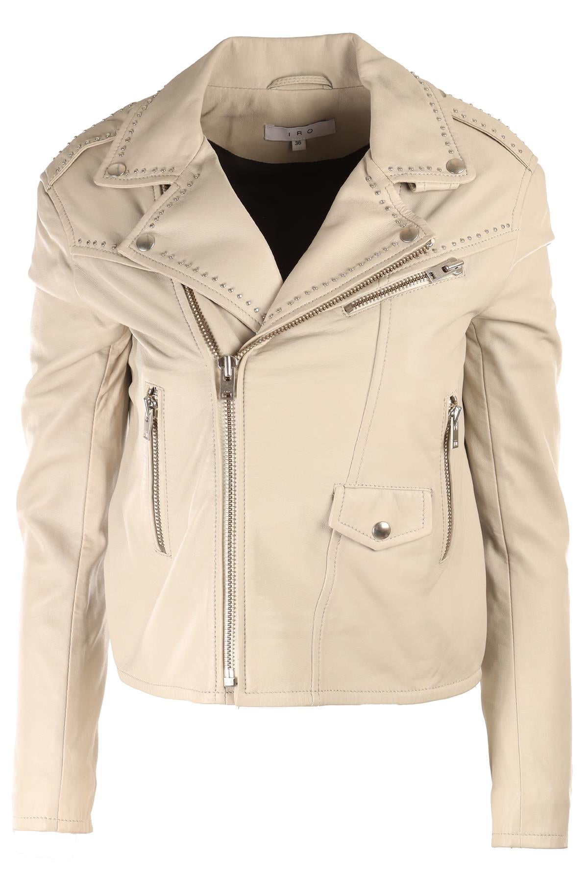 IRO BLONDIE GREY LEATHER JACKET FR 38 UK 10