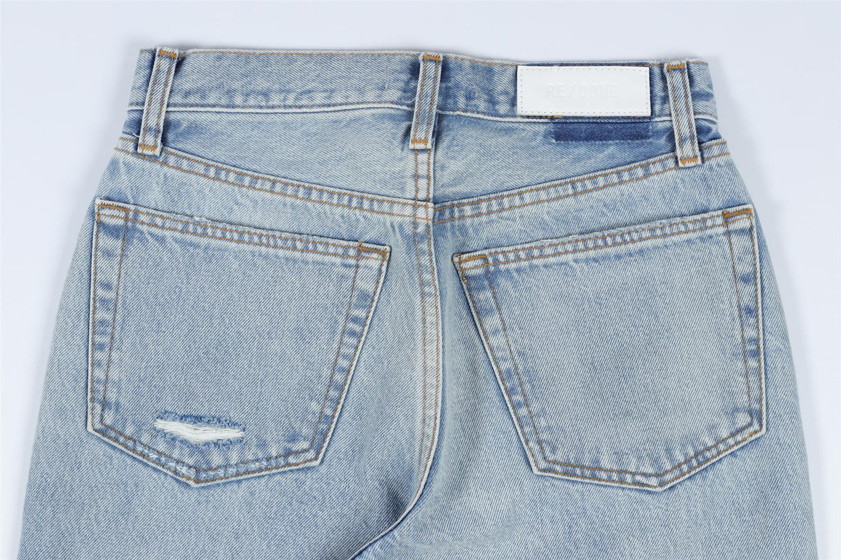 RE/DONE BLUE HIGH RISE STRAIGHT LEG JEANS W24 UK 6