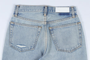 RE/DONE BLUE HIGH RISE STRAIGHT LEG JEANS W24 UK 6