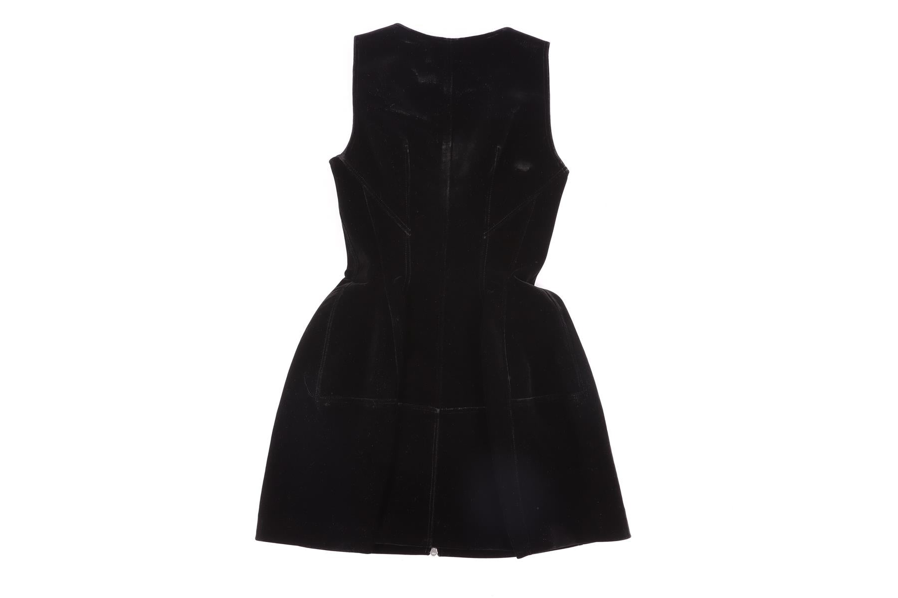 AZZEDINE ALAÏA BLACK VELVET MINI DRESS FR 38 UK 10