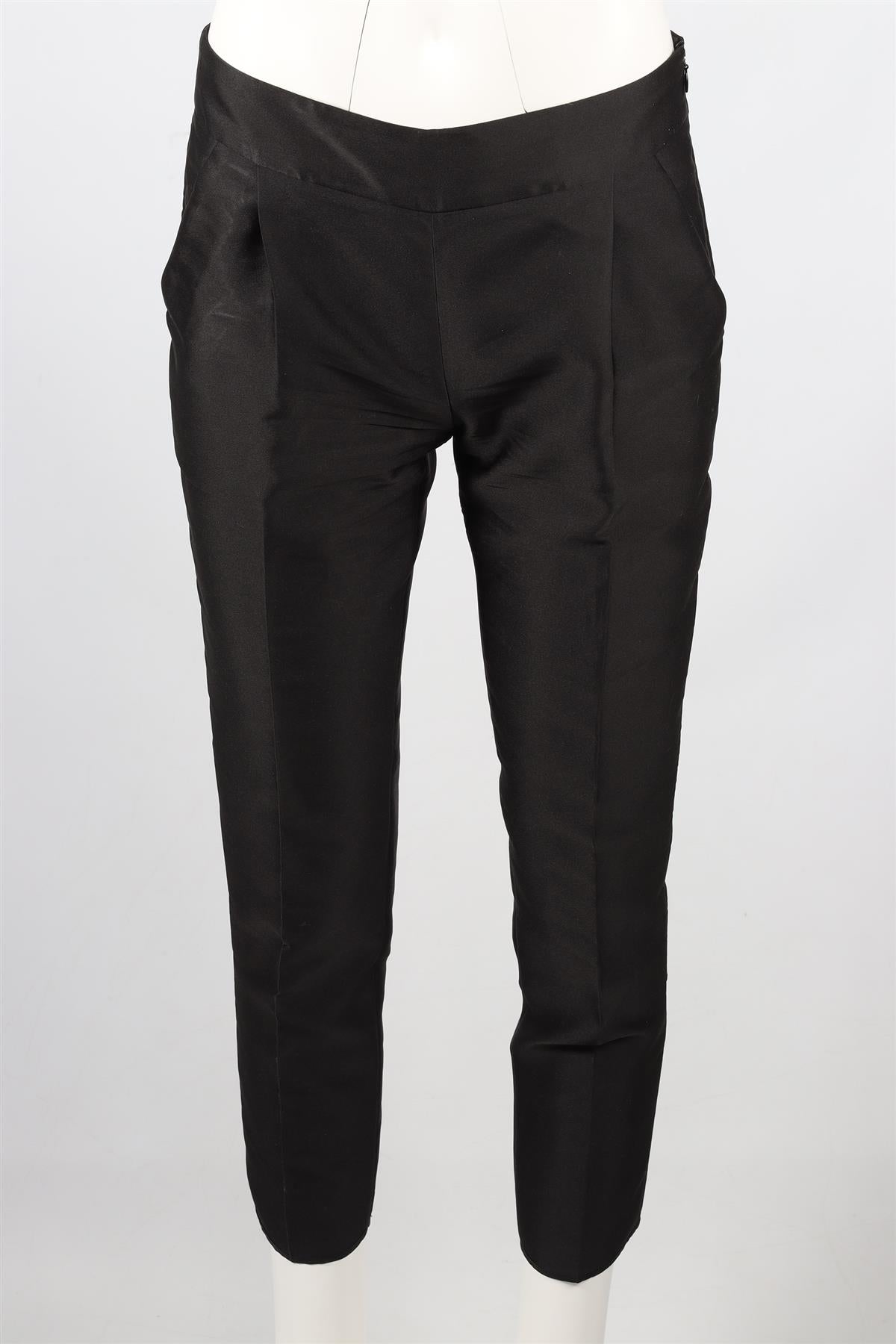 GIAMBATTISTA VALLI BLACK SILK BLEND STRAIGHT LEG PANTS SMALL