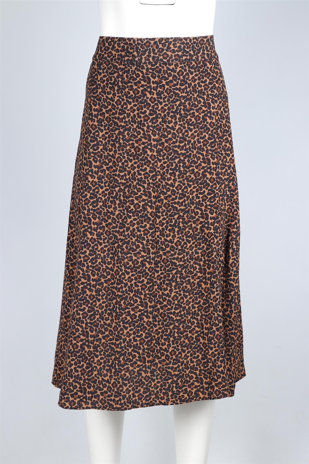 SEZANE BROWN VISCOSE MIDI SKIRT FR 44 UK 16