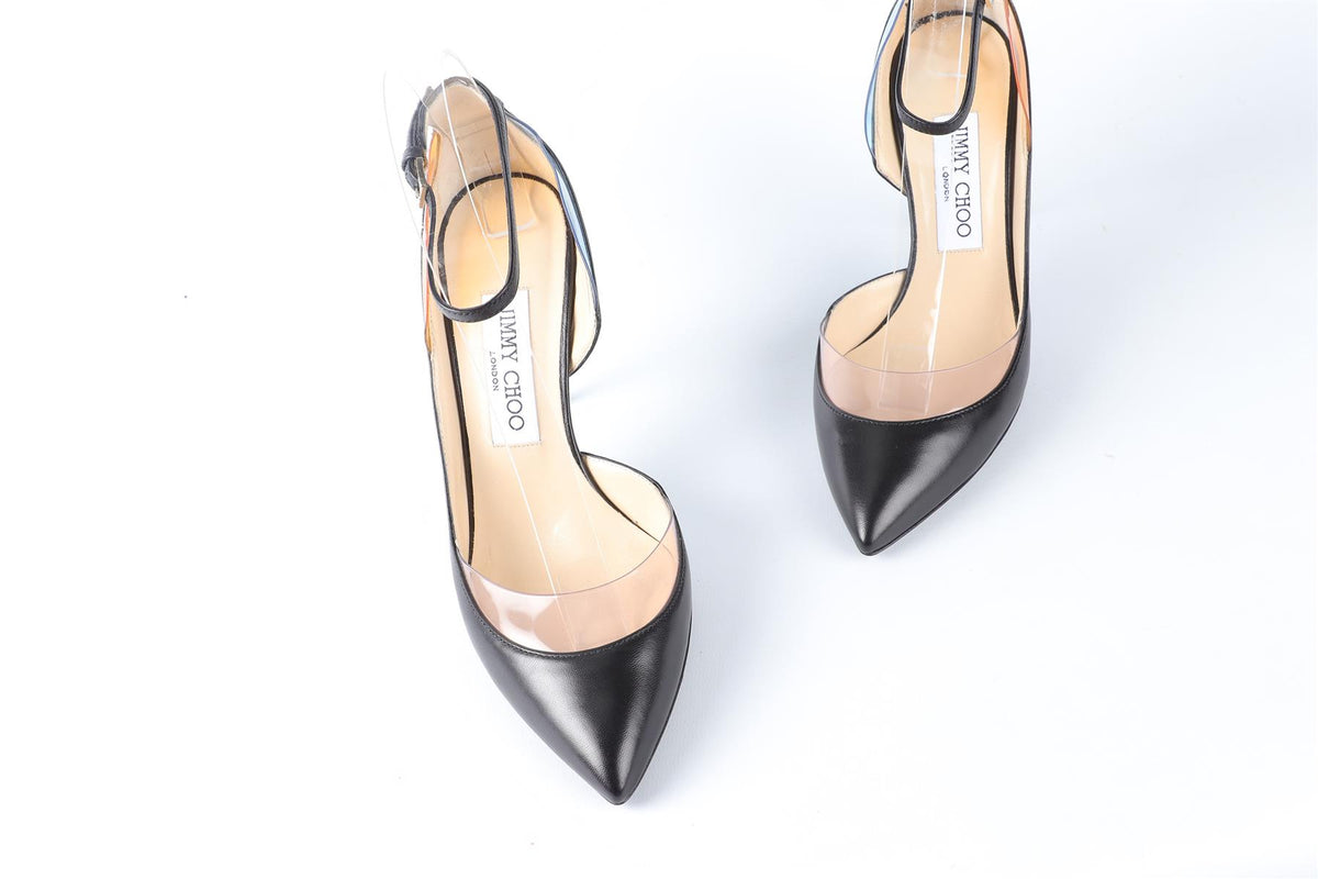 JIMMY CHOO BLACK LEATHER PUMPS EU 37 UK 4 US 7