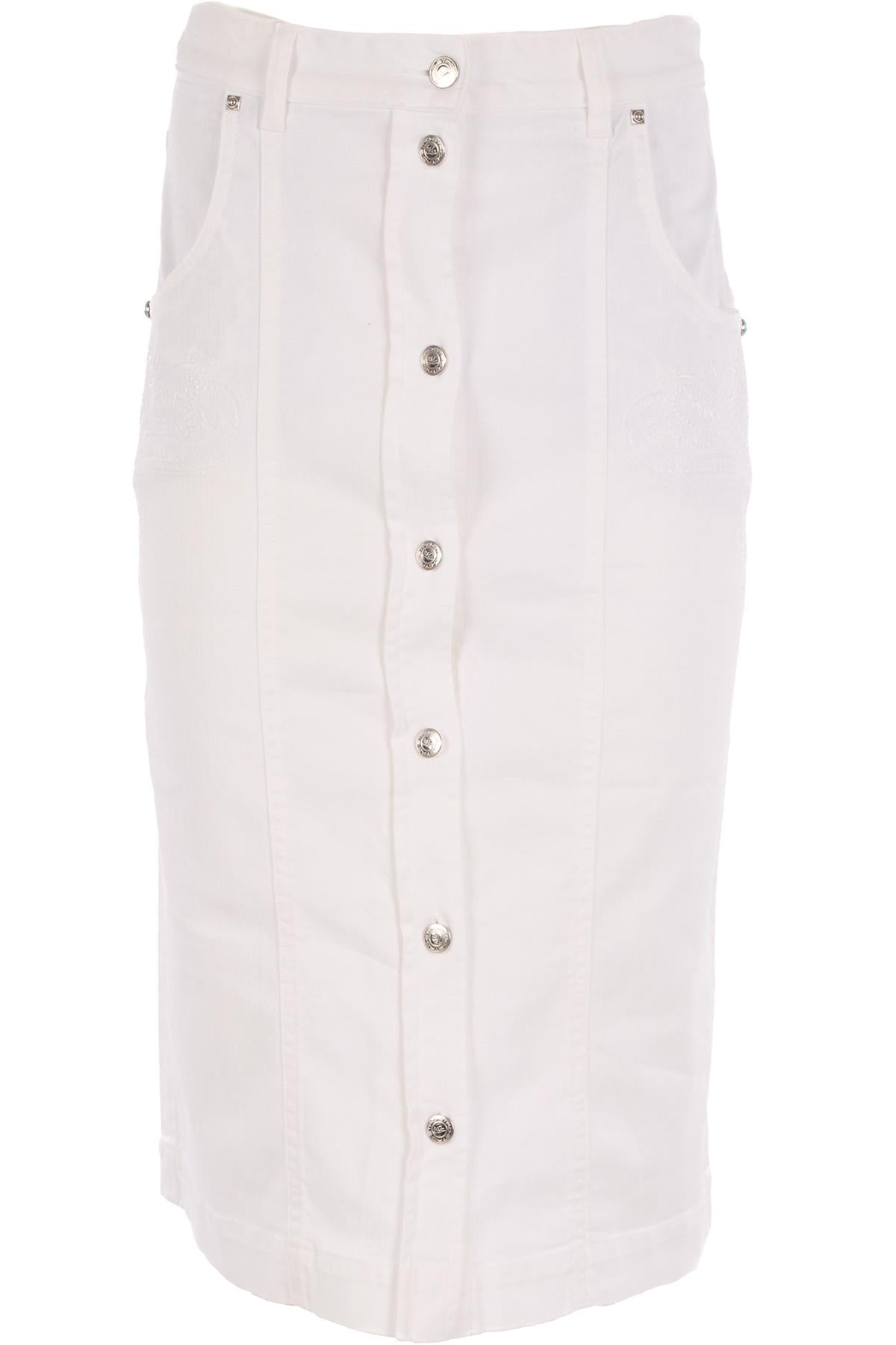 ETRO WHITE DENIM MIDI SKIRT IT 42 UK 10