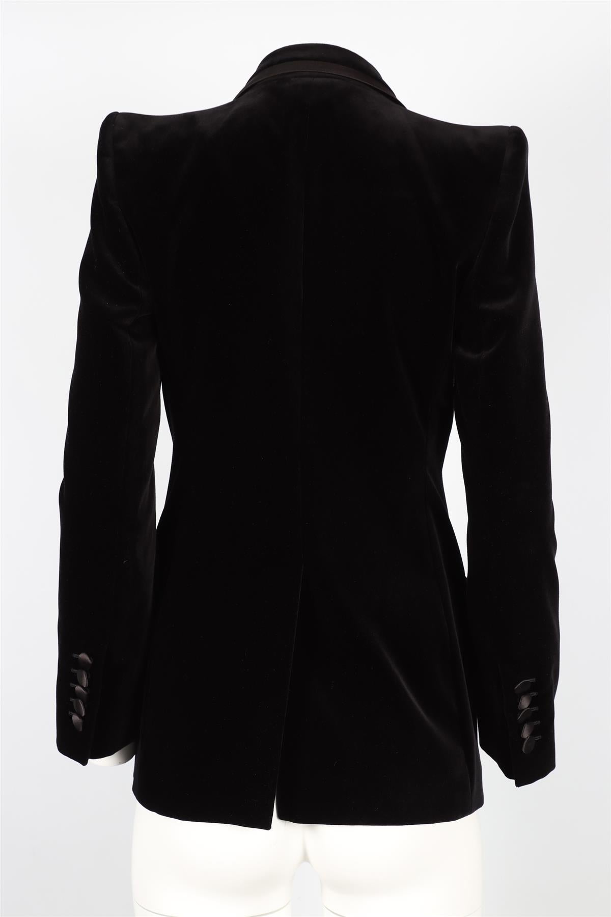 GUCCI BLACK SILK AND VELVET BLAZER IT 38 UK 6