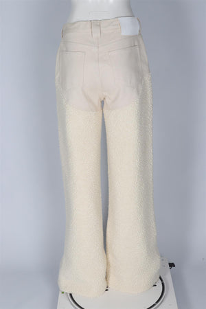 CORDOVA CREAM FAUX SHEARLING STRAIGHT LEG PANTS LARGE