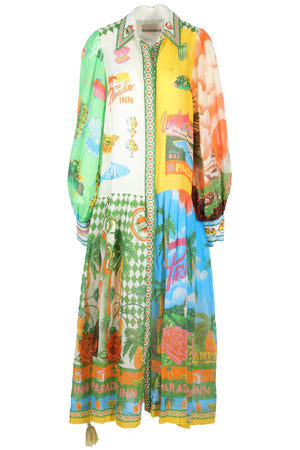ALEMAIS MULTI RAMIE MAXI DRESS AU 10 UK 10