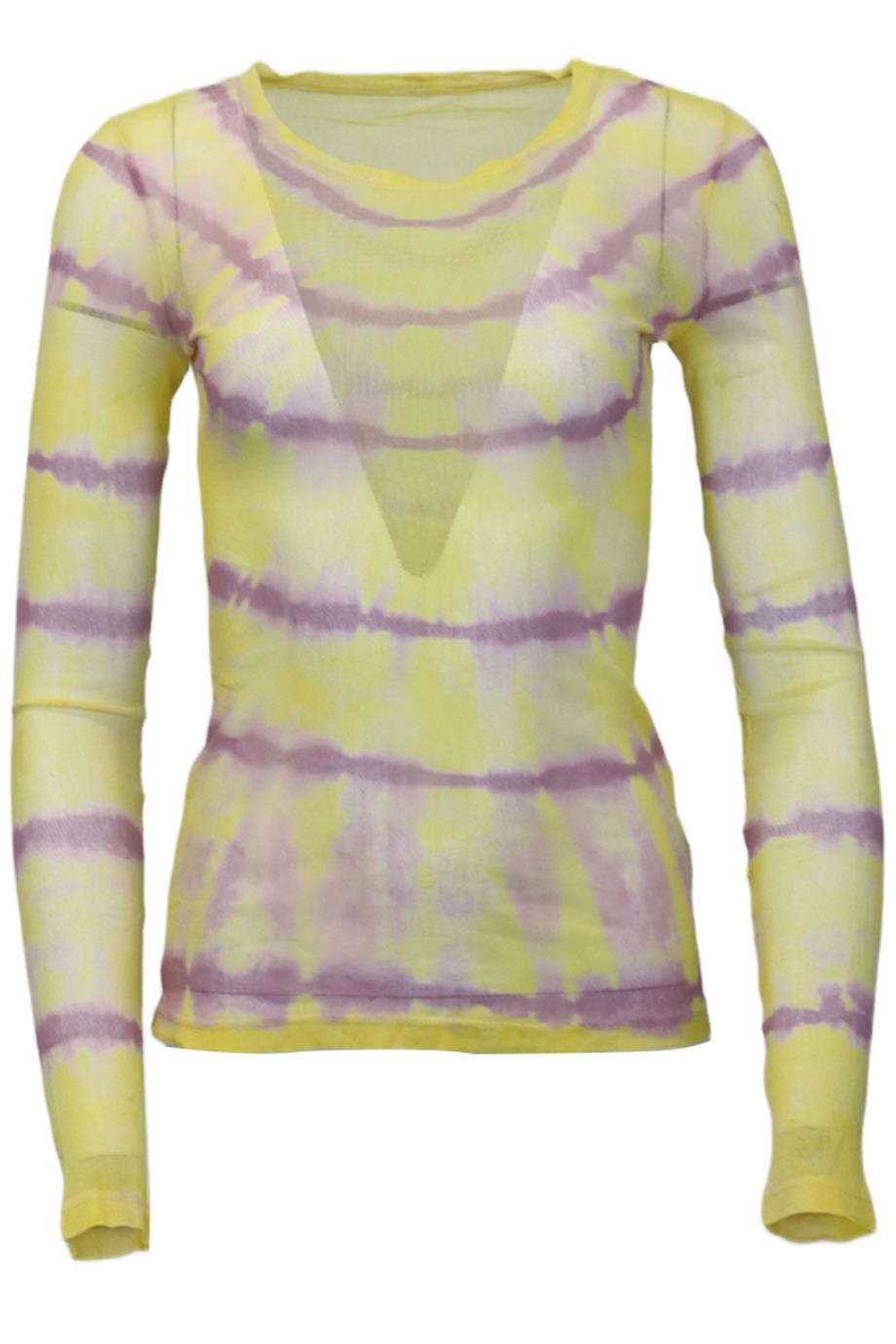 RAQUEL ALLEGRA TIE DYED STRETCH MESH TOP UK 6