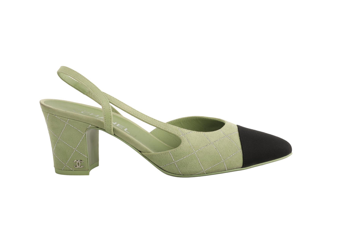 CHANEL GREEN 2025 SUEDE SLINGBACK PUMPS EU 40 UK 7 US 10