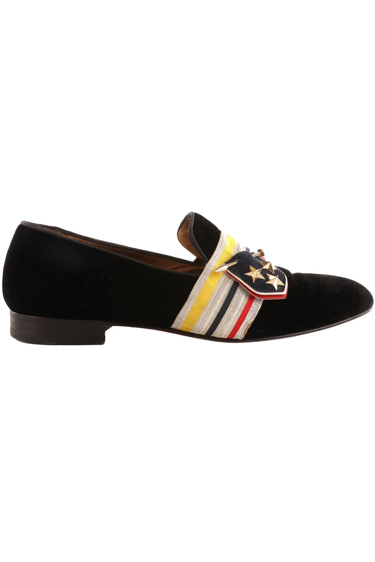 CHRISTIAN LOUBOUTIN BLACK MEN'S VELVET LOAFERS EU 44 UK 10 US 11