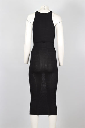DION LEE BLACK KNIT MIDI DRESS AU 6 UK 6