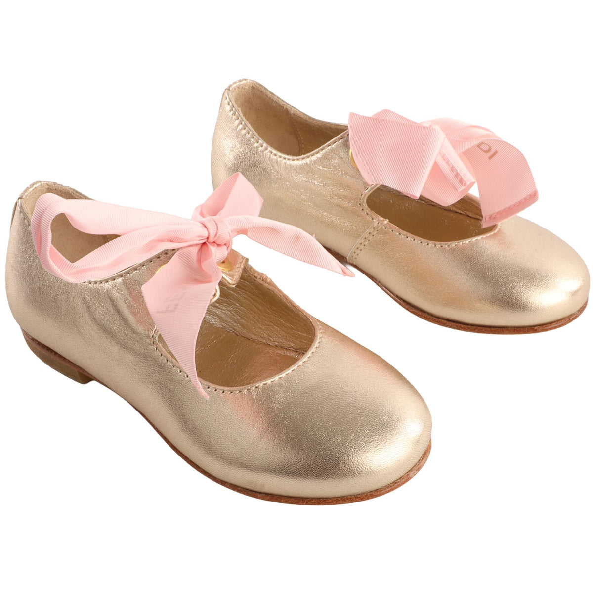 FENDI GOLD KIDS GIRLS BALLET FLATS EU 24 UK 6 US 9