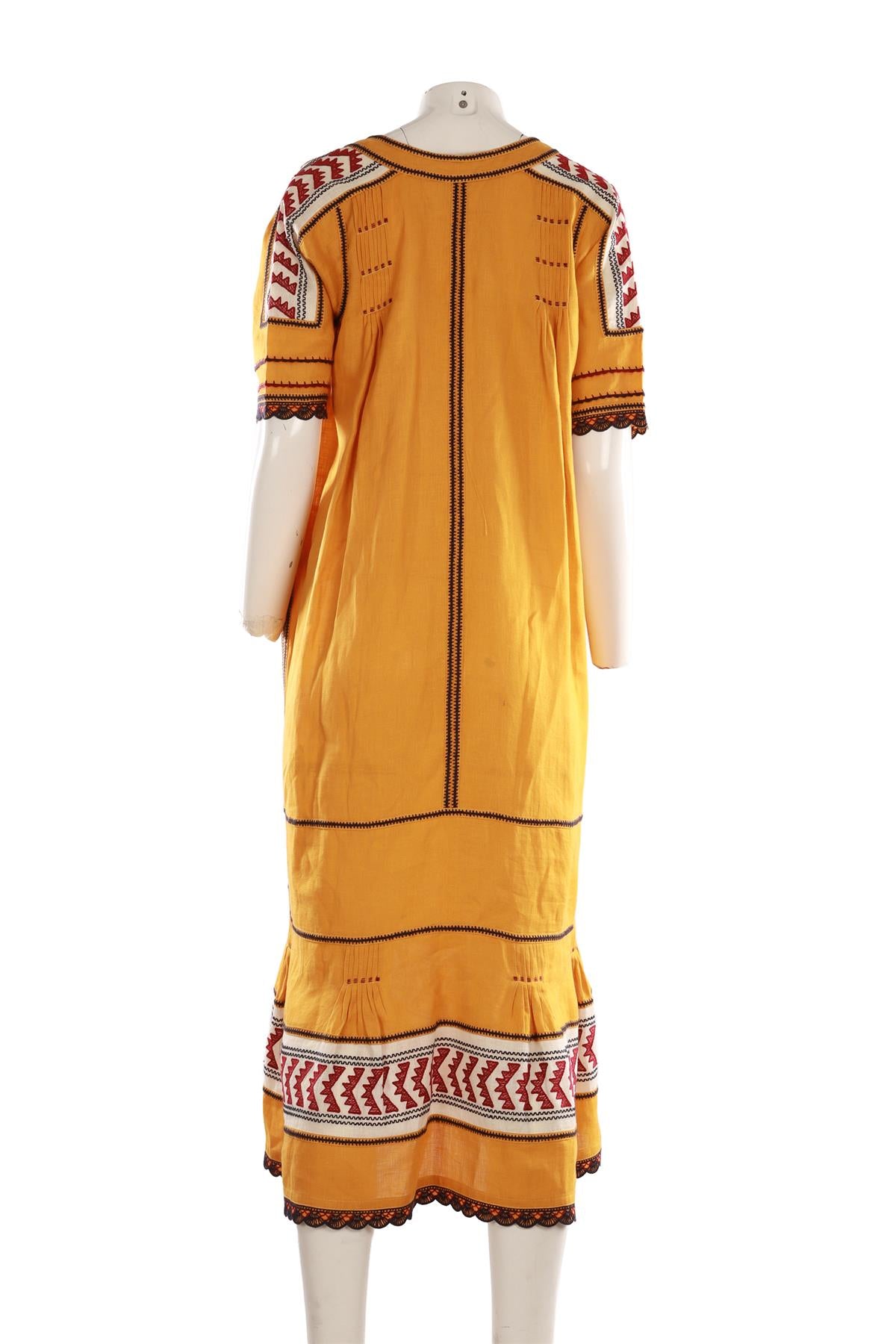 VITA KIN YELLOW LINEN MIDI DRESS SMALL