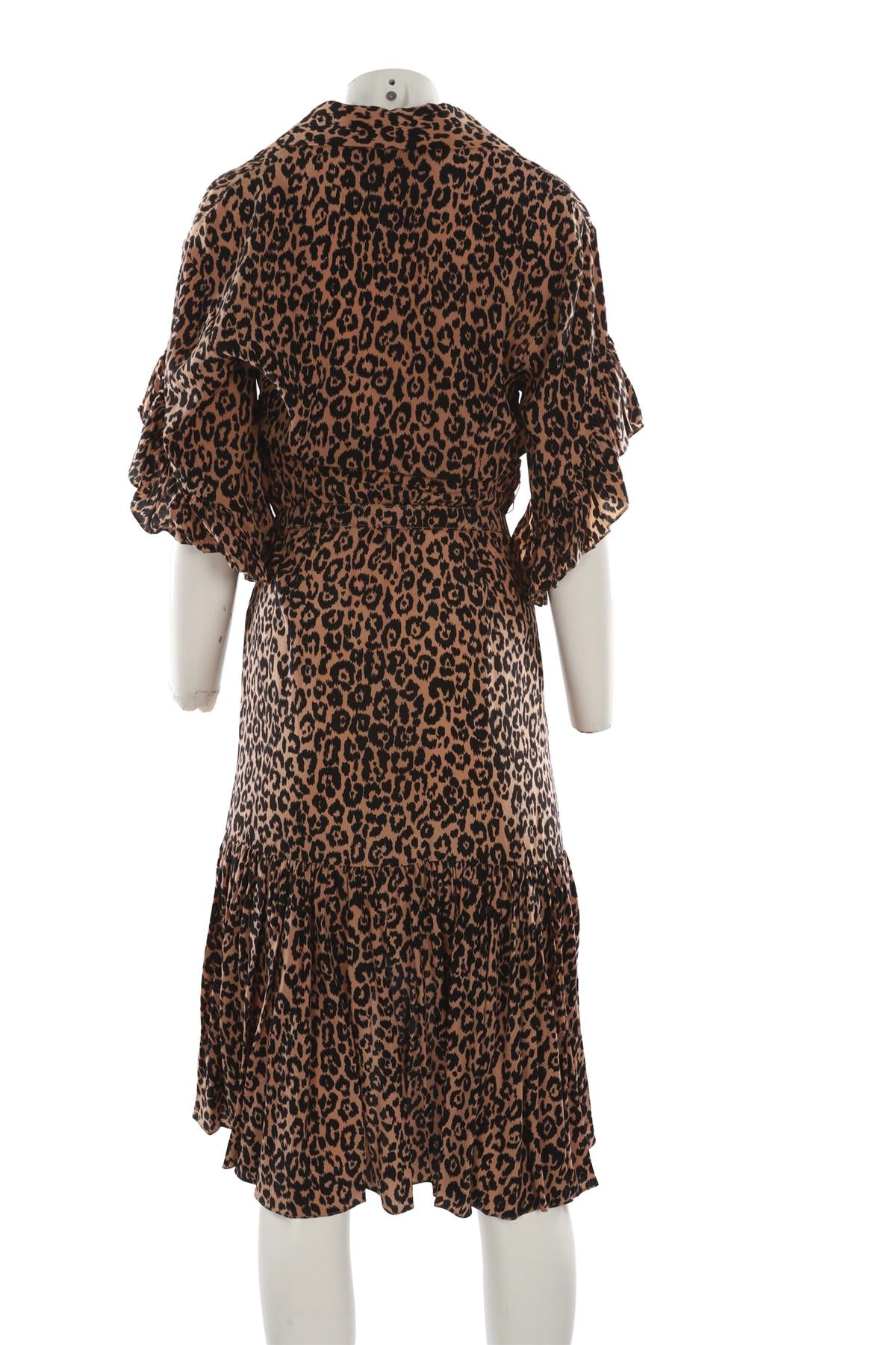 MICHAEL KORS COLLECTION BROWN SILK MIDI DRESS US 6 UK 10
