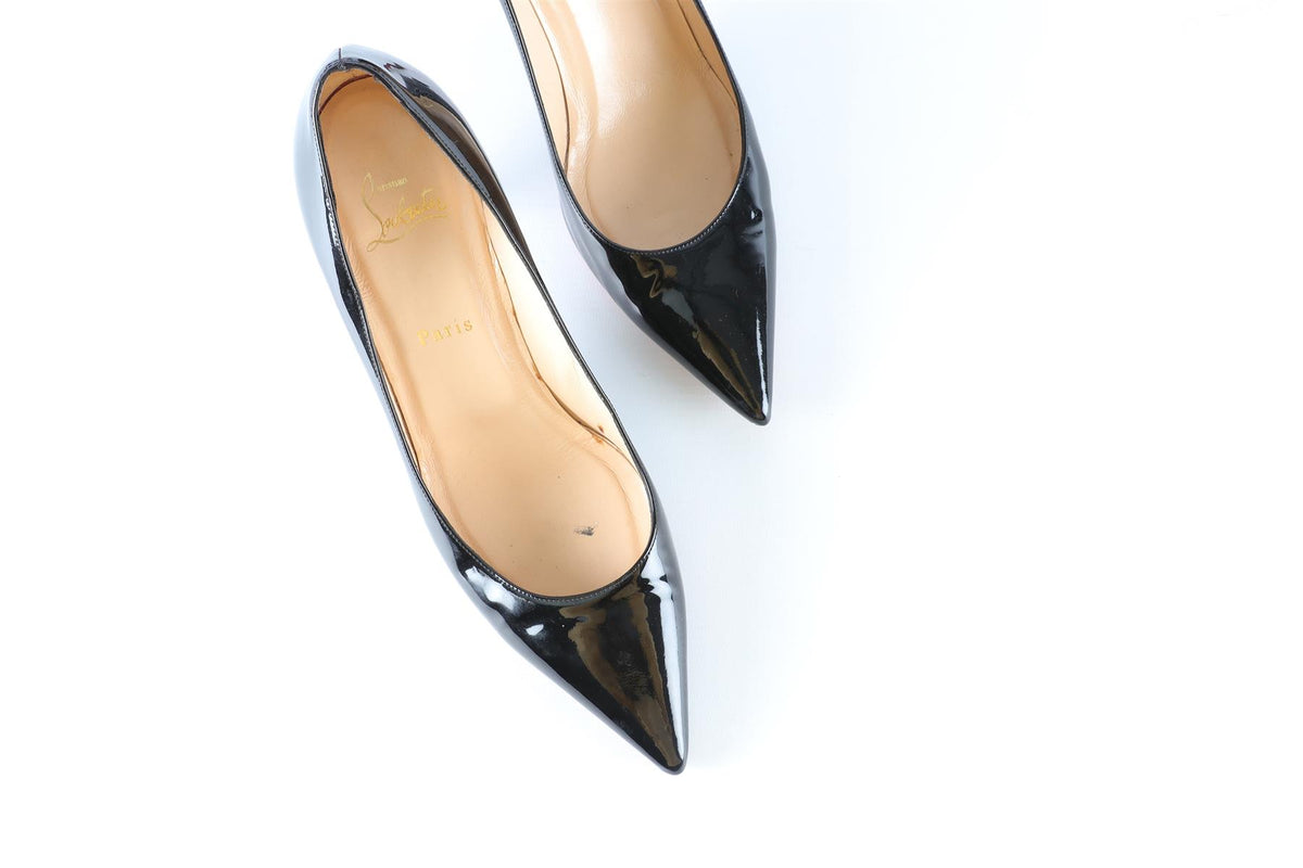 CHRISTIAN LOUBOUTIN BLACK PATENT LEATHER PUMPS EU 41.5 UK 8.5 US 11.5