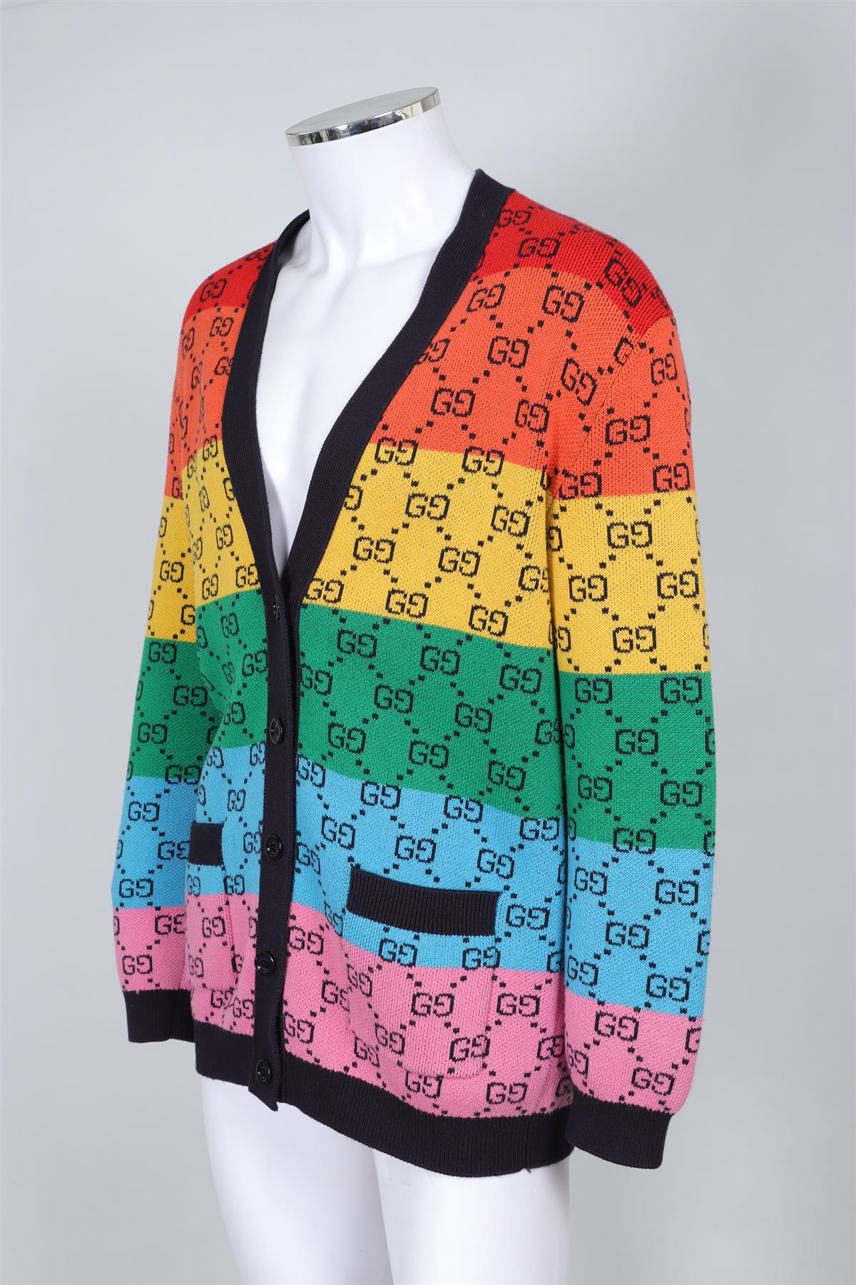 GUCCI MULTI MEN'S GG COTTON CARDIGAN XSMALL