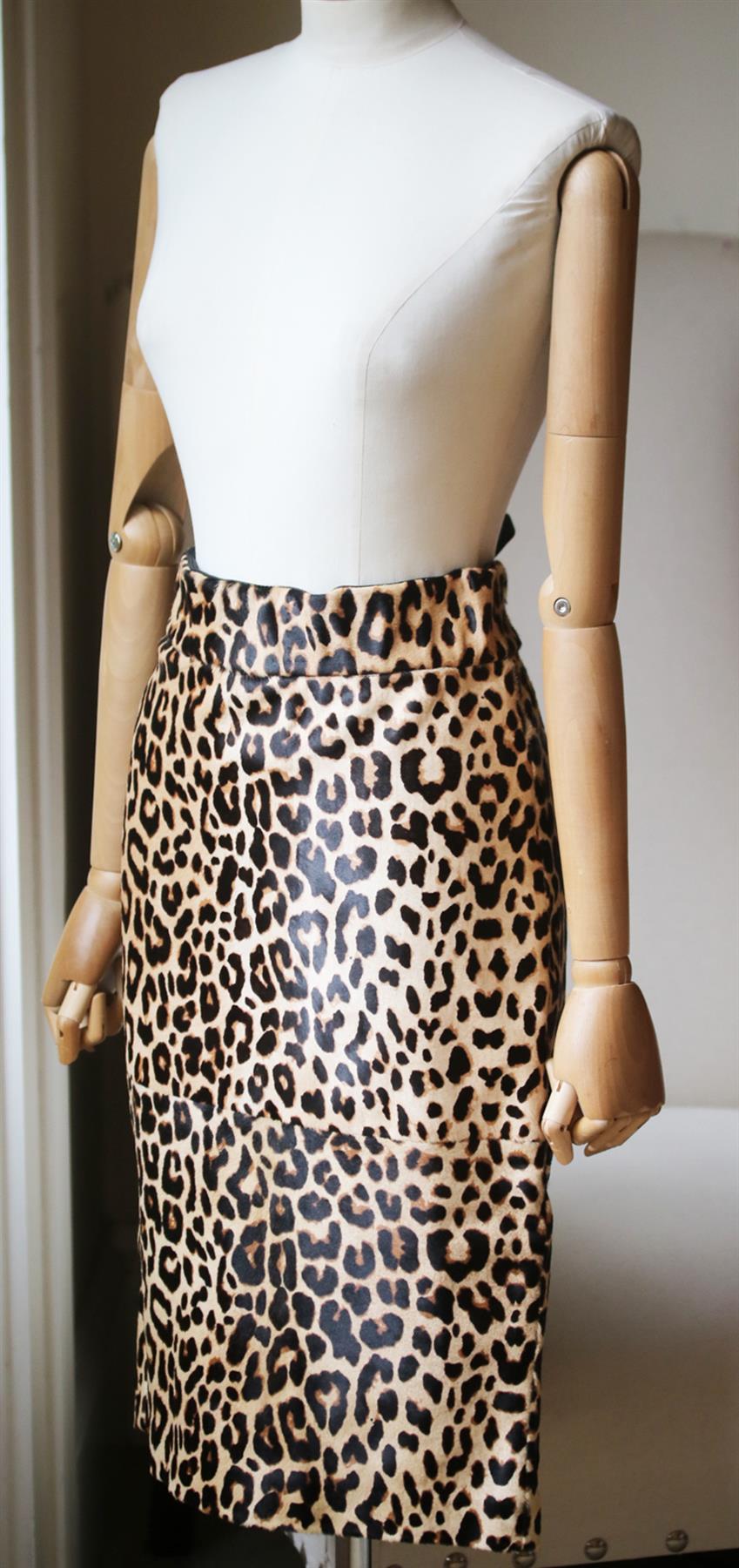 THEPERFEXT BELEN LEOPARD PRINT CALF HAIR SKIRT SMALL