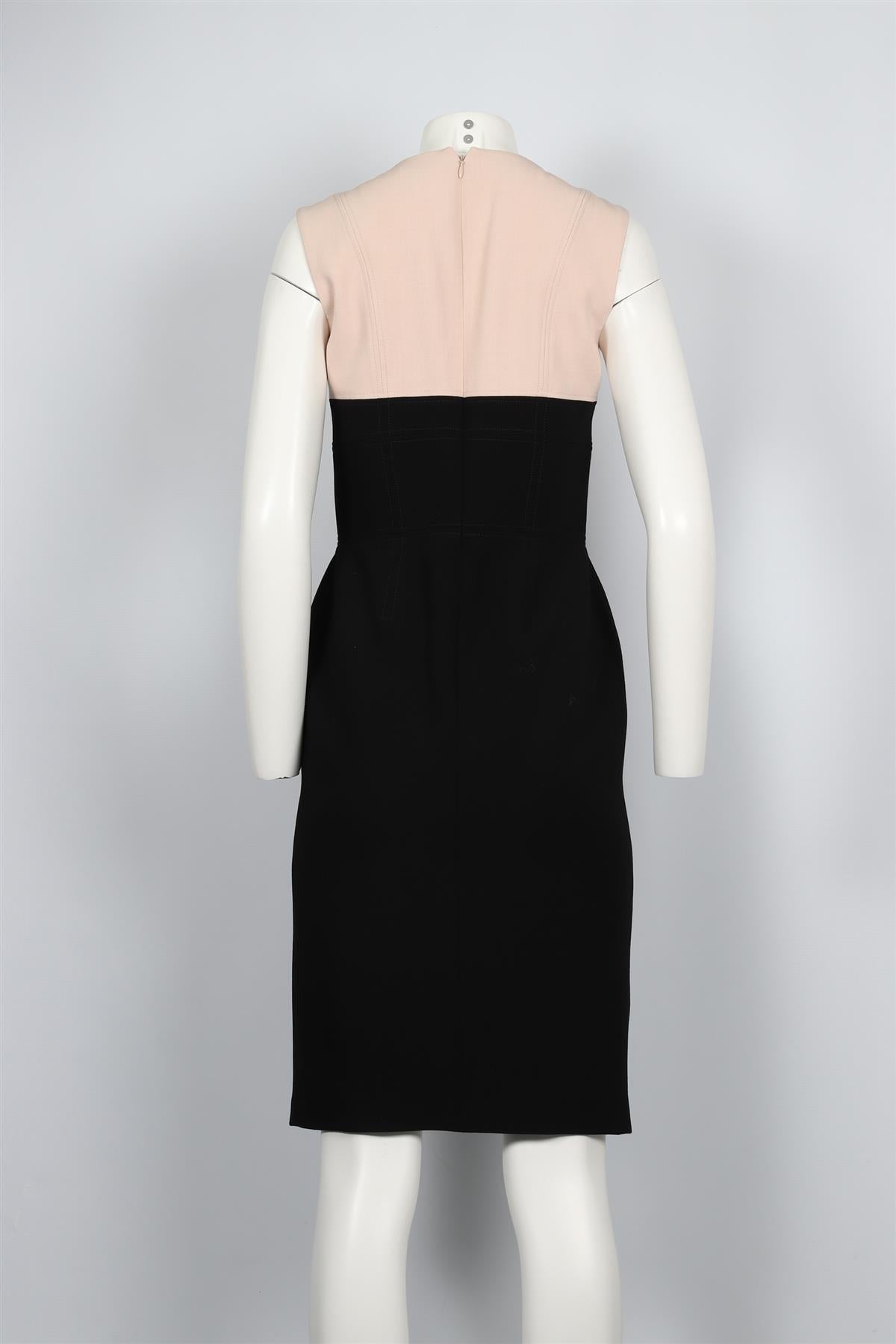 ALEXANDER MCQUEEN NUDE AND BLACK WOOL BLEND DRESS IT 42 UK 10