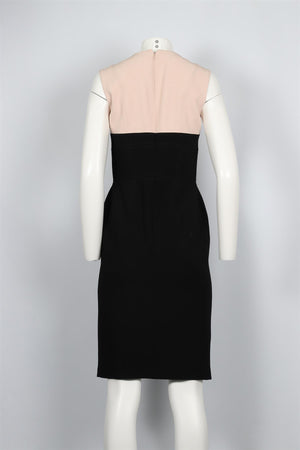 ALEXANDER MCQUEEN NUDE AND BLACK WOOL BLEND DRESS IT 42 UK 10