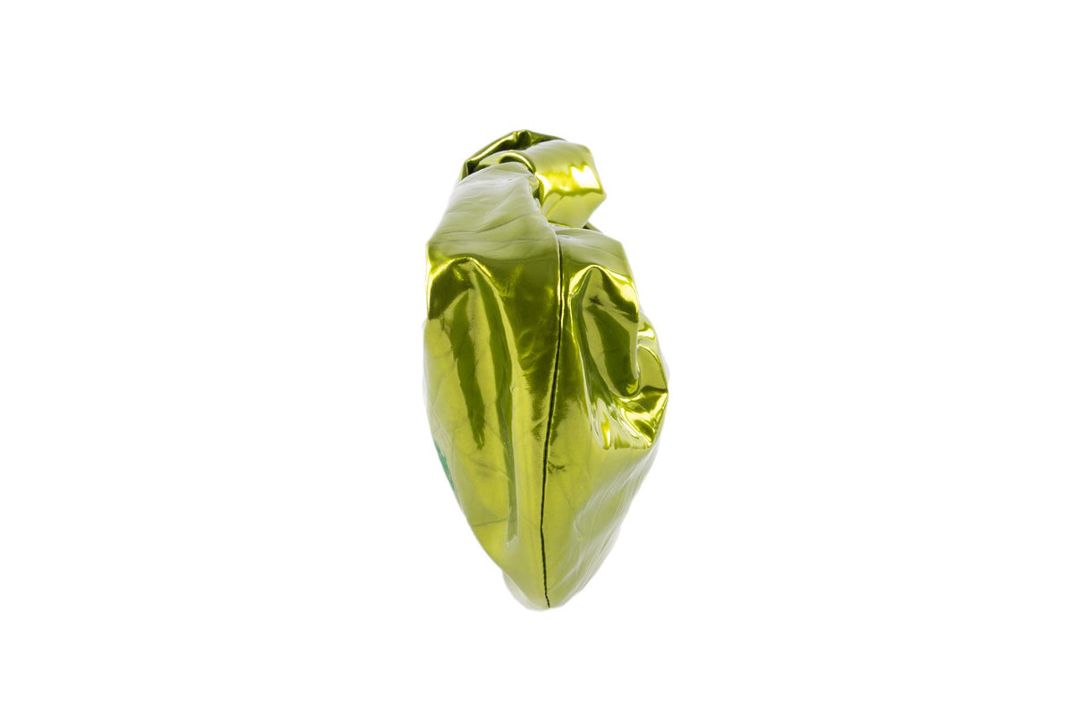 BOTTEGA VENETA GREEN JODIE MINI CRUSHED LEATHER TOTE BAG