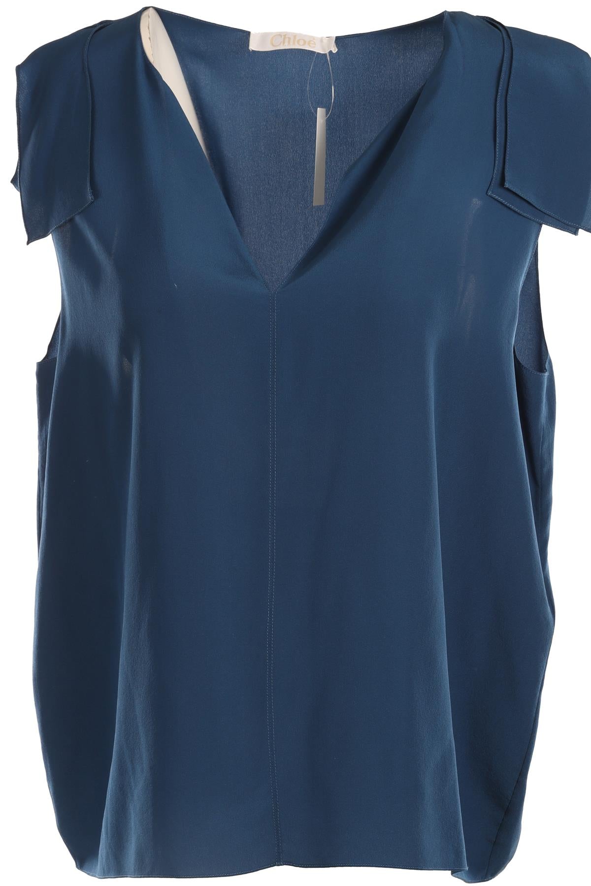 CHLOÉ BLUE SILK TOP FR 42 UK 14